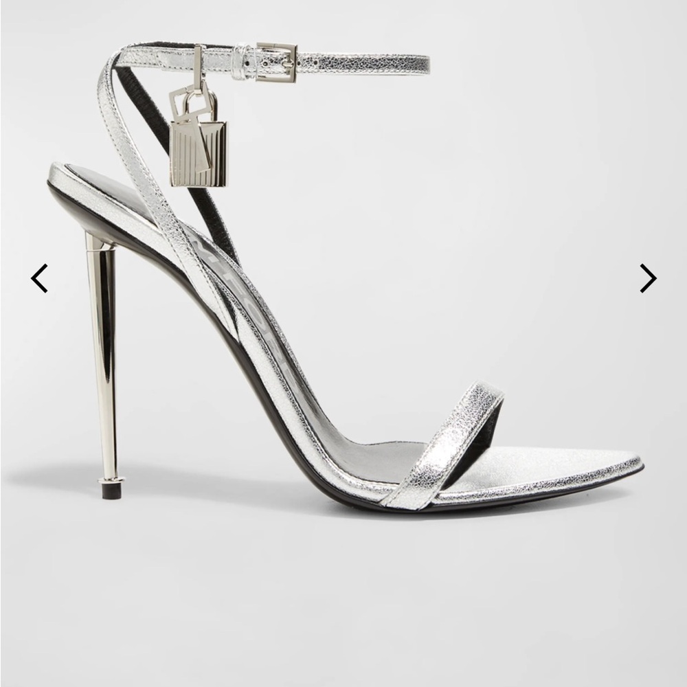 Tom Ford Padlock Metallic Stiletto Sandal size 38.5